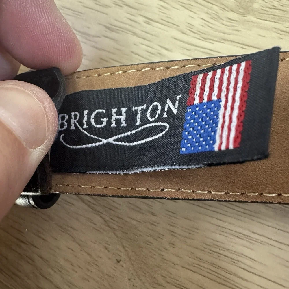 Brighton Belt Men's Size 36 Black Leather Imported Italian Calfskin‎ Made In USA